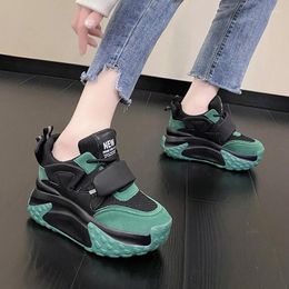 Casual Shoes 8CM Hidden Heels Mesh Sneakers 2024 Women Summer Platform Sports Dad Woman Thick Bottom Breathable Leather Chunky