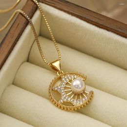 Pendant Necklaces BUY 2024 Fashion Imitation Pearl Jewellery Gold Colour Star Geometric Necklace For Women Girl Birthday Gift