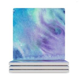 Table Mats Blue And Purple Swirl Ceramic Coasters (Square) Coffee Cup Stand Slate Custom