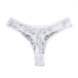 Women's Panties Women Solid Lace Sexy Transparent Embroidery Low Waist Hollow Mesh Thongs Womens Candy Underwears For
