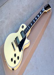 Factory Custom Cream Electric Guitar With Gold HardwareBlock Fret InlayBlack PickguardCan be customized2540660