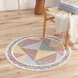 Carpets Nordic Style Tufted Round Carpet Tassel Design Cotton Area Rugs Livingroom Bedroom Floor Mat