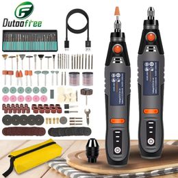 USB Cordless Rotary Tool Dremel Drill Engraving Pen Electric 3 Speed Mini Wireless with Accessories Set 8500r21000rpm 240407