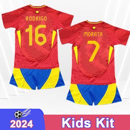 2024 SpAIn Kids kit Soccer Jerseys RODRIGO MORATA MERINO CARVAJAL J. NAVAS GERARD Home Football Shirts Child Short Sleeve Uniforms