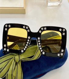 Fashion women designer sunglasses 0780 Plank square shape frame Inlaid diamond stars glasses Trendy extravagant style top quality 6084077