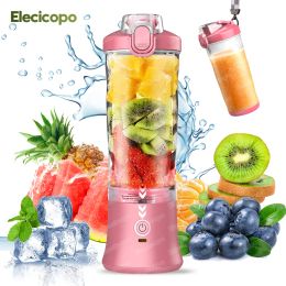 Blender Elecicopo Portable Blender Colourful mini Personal Size Blender 600ML Shakes and Smoothies with 6 Blades for Kitchen Home Travel