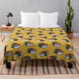 Blankets Spam Musubi Sushi Pattern Throw Blanket Vintage