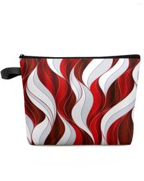 Cosmetic Bags Abstract Gradient Line Colour Block Red Makeup Bag Pouch Travel Essentials Women Organiser Storage Pencil Case