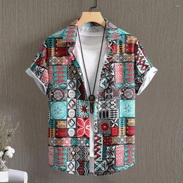Men's Casual Shirts Ethnic Style Men Shirt Colorful Retro Digital Print With Middle East Quick Dry Breathable Vacation For Summer