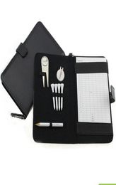 Whole CRESTGOLF Golf Score Card Holder PU Cover with Pencil Divot Tool Golf Tees Hat Clip9983705