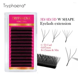 False Eyelashes Tryphaena W Shape Preamde Fan Eyelash Extension C/D 0.07mm Wispy Natural Look Individual Lashes 3D/4D/5D Lash Supplies