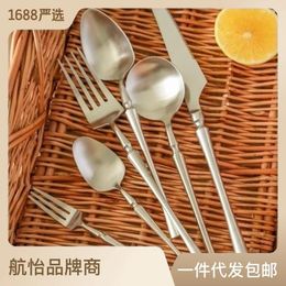 Coffee Scoops Knife And Fork Matte Small Man Waist 304 Stainless Steel Spoon Set Western Tableware Dessert Coff