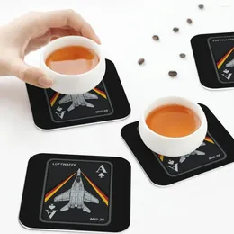 Table Mats Mig-29 Fulcrum Luftwaffe Patch Coasters PVC Leather Placemats Non-slip Insulation Coffee Mat Kitchen Dining Pads Set Of 4