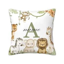 Pillow Animal With Name Case Personalized Dust Cover Bedroom Kids Wild Party Decoration Pillowcase Birthday Children Gift