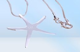 Fashion party Jewellery plated 925 sterling silver Starfish Pendant Necklace Christmas Gift 8802966