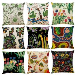 Pillow Classic Floral Cotton Linen Cover Decorations For Home Ornament Happy Year Christmas Decor 2024