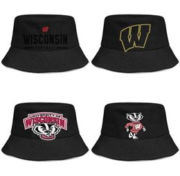 Wisconsin Badgers Football logo mens and women buckethat cool plain bucket baseballcap Gold Mesh6261412