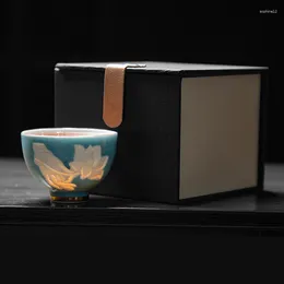 Mugs Chinese Style Celadon Tea Cup With Hand Gift Coloured Glazed Bowl Zen Set Mug Ceramic Water Cups
