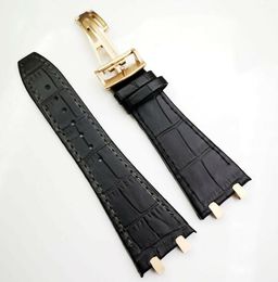 27mm Black high quality Leather Strap 18mm Deployment Clasp Strap 4 Connector 4 Screw 2 Link for AP Royal Oak 15400153008283471