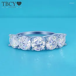 Cluster Rings TBCYD 5 Stones 5CT D Colour Moissanite Engagement Ring For Women Sparkling Diamond GRA Certified S925 Sliver Wedding Band