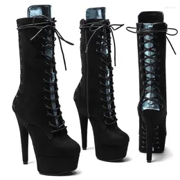 Dance Shoes Auman Ale 15CM/6inches Suede Upper Sexy Exotic High Heel Platform Party Women Mid-Calf Boots Pole 049