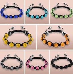 Whole 10mm black White Mixed multi mix Rhinestone Crystal Shamballa Bracelets jewelry bracelet for men y35323302074098992