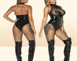 Plus Size Women Sexy Leather Lingerie Transparent Lace Hollow Sexy Underwear Porno Crotchless Langerie Babydoll Erotic Costumes8762493