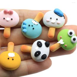 Decorative Flowers 50/100/pcs Cartoon Resin Lollipop Biscuit Artificial Animal Panda Flog Flat Back For Kawaii Phone Case DIY Craft