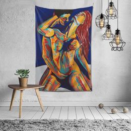 Tapestries India Sexy Couple Nude Tapestry Woman Man Wall Hanging Hippie Bedroom Decoration Room Dormitory Decor Art Aesthetics
