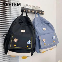 Backpack Japanese Cute Cartoon Canvas Schoolbag Female Autumn Korean Solid Colour Girl Campus Student Bag