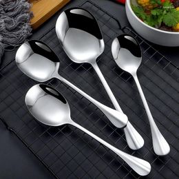 Spoons Kitchen Ladle Stainless Steel Rice Serving Spoon For Buffet Tableware Large Cutlery Big Long Handle Home Utensils