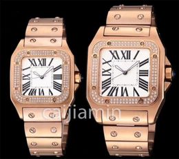 Women Mechanical Watch 3539 square dial All stainless steel automatic diamond wristwatch No Calendar Couple Watches3965554