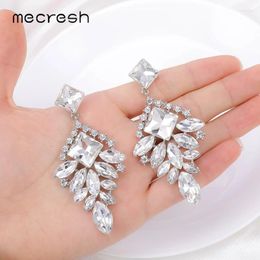 Dangle Earrings Mecresh Wedding Drop Big Bridal Statement Silver Color Crystal Rhinestone Party Jewelry Gift MEH1754