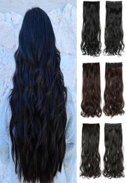 Synthetic Wigs XQ 5 Clipspiece Natural Silky Straight Hair Extention 24quotinches Clip In Women Long Fake7873748