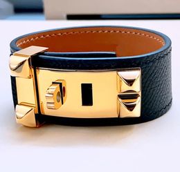 high quality brand jewerlry genuine leather collier bracelet for women rivet stainless steel bracelet6228016