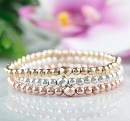 MG0943 New Design Dainty Hematite Beaded Bracelet Gold Colour Beadd Stacking Bracelets Stretch EMF Protection Bracelet4475910