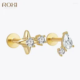 Stud Earrings ROXI 925 Sterling Silver Single Row Earring Horse Eye Geometric Zircon Piercing For Women 1PC Simple Daily Wear Jewellery