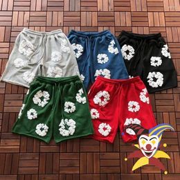 Men's Shorts Puff Print Kapok Sweat Men Women Black Green Red Blue Gray Drawstring Breeches