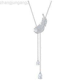 Designer Swarovskis Jewellery Shi Jia 1 1 Original Template Y-shaped Mysterious Full Diamond Feather Tassel Water Drop Necklace Female Swallow Collar Chain