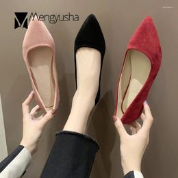 Casual Shoes Women Flats Single Pointy Toe Flock Shallow Slip-on Moccasins Office Lady Cosy Soft Bottom Loafers Lazy Espadrilles