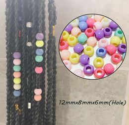 50Pcs Colourful Dread Dreadlock Beads Mix Hair Braid Cuff Clip 6mm Hole9875404