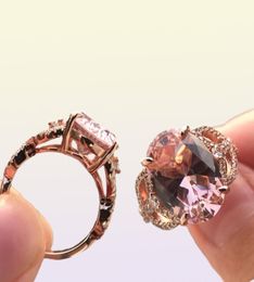 Cluster Rings 100 925 Sterling Silver Natural Stone Ring Romantic 10ct Morganite Diamond Wedding Party For Women Solid Fine Jewel1753354