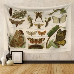 Tapestries Butterfly Tapestry Wall Hanging Botanical Flower Leaf Hippie Colourful Living Room Blanket Home Decor Background