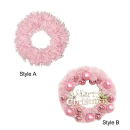 Decorative Flowers Pink Christmas Wreath Outside Holiday Garland For Front Door Window Fireplace Balcony Festival Dining Room