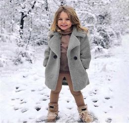 Sping Autumn Fashion Casual Baby Girls Lapel Jacket Lamb Wool Thick Solid Color Outerwear Loose Coat Children Warm Clothes 2112042782356