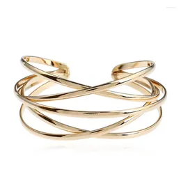 Bangle Cuff Open Metal Bracelets Bangles For Women Gold Silver Colour Hollow Geometric Jewellery Femme Vintage Pulsera Gift