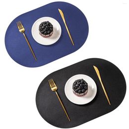 Table Mats Inyahome Set Of 2 Faux Leather Placemats Double-Sided Color Oval Design Dining Waterproof Indoor Outdoor Home Decor