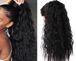 Long deep curly ponytail human hair clip in black weave braid ponytail brazilian hair piece 140g6455154