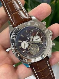 Wristwatches Luxury Mens Automatic Mechanical Tourbillion Watch Black Blue Leather Stainless Steel Luminous Sapphire