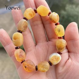 100% Real Amber Bracelets for Unisex Unique Irregular Beads Good Smell Fragrance Raw Natural Stone Healing Jewelry Wholesale 240402
